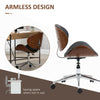 Office Chair, Faux Leather and Bentwood Computer Desk Chair with 360 Degree Swivel Wheels, Adjustable Height and Curved Seat, Black