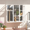 Wooden Catio Outdoor, Cat Window Box Enclosure for 2-3 Large Cats with 2 Jumping Platforms & Scratching Post, White