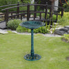 27'' Bird Bath Outdoor Resin Decor with Fleur De Lis Pattern, Time-Worn Finish