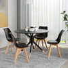 Modern Dining Table Chairs Set of 4, Rubber Wood Kitchen Table Chairs with PU Leather Cushion for Living Room, Bedroom, Black