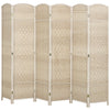 6 Ft Tall Folding Room Divider, 6 Panel Portable Privacy Screen, Hand-Woven Partition Wall Divider, Light Oak