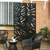 Freestanding Outdoor Privacy Screen, Decorative Metal Outdoor Divider with Stand for Garden, Backyard, Deck, Pool, Black
