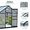 6.2' x 6.3' x 6.6' Clear Polycarbonate Greenhouse Large Walk-In Green House Garden Plants Grow Galvanized Base Aluminium Frame w/ Slide Door