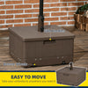 3-in-1 Outdoor Umbrella Base with Wheels, Side Table, Planter Box, 175lbs Heavy Duty Patio Umbrella Stand, Brown