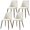 Upholstered Dining Chairs Set of 4, Velvet Accent Chair with Back and Wood-grain Steel Leg for Kitchen, Cream White