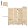 4.7' 4 Panel Wooden Room Divider with Pegboard Display, Folding Privacy Screen for Home Office, Natural