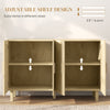 Boho Sideboard Buffet Cabinet, Storage Cabinet with 4 Rattan Doors and Adjustable Shelves, Natural