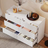 Wide Chest of Drawers, 6 Drawer Dresser for Bedroom, Living Room, Hallway, Modern Clothes Storage Organizer, White