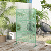 6.5FT Decorative Outdoor Divider, Metal Privacy Screen with Stand, Leaf Style, Light Green
