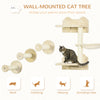 4Pcs Cat Wall Shelf with Scratching Posts, Hammock, Steps, Platforms, Cat Shelves for Relaxing, Sleeping, Jumping, Cat Wall Climber for Indoor Cats, Beige