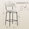 Set of 2 Barstools, Upholstered Corduroy Bar Stools with Backrest, Footrest for Kitchen Island, Dining Room, Cream White