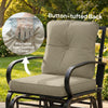 Patio Glider, Outdoor Glider Chair with Cushions, Steel Frame, Curved Armrests, Beige