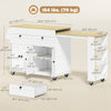 Kitchen Island with Sliding Expandable Top, Rolling Kitchen Cart with Drawers, Cabinets & Spice Rack, White