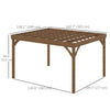 10' x 12' Wood Pergola, Outdoor Gazebo Grape Trellis for Climbing Plant Support, Garden, Patio, Backyard, Deck, Brown