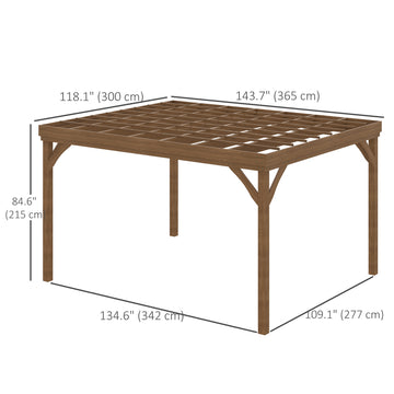 10' x 12' Wood Pergola, Outdoor Gazebo Grape Trellis for Climbing Plant Support, Garden, Patio, Backyard, Deck, Brown