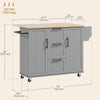 Rolling Kitchen Cart on Wheels with Drop Leaf, Kitchen Island with 3 Drawers, Solid Wood Top and Towel Rack