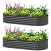 6' x 3' x 1' Large Outdoor Planter Box, Galvanized Raised Garden Bed with Metal Plant Stake, Silver, Dark Grey