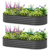 6' x 3' x 1' Large Outdoor Planter Box, Galvanized Raised Garden Bed with Metal Plant Stake, Silver