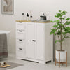 Freestanding Bathroom Floor Cabinet, Modern Bathroom Cabinet with Adjustable Shelf, 4 Drawers and 2 Doors, White