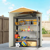 4.5 x 3ft Outdoor Storage Shed, Waterproof Metal Garden Shed with Lockable Door for Backyard, Patio, Lawn, Wood Grain