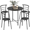 5 Piece Dining Table Set, Space Saving Round Dining Set for 4 with Metal Frame for Small Spaces, Black Wood Grain