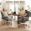 Criss Cross Chair with Wheels, Waterfall Armrests, Overstuffed Wide Office Chair with Footrest, Dark Grey