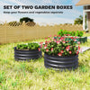 Set of 2 Raised Garden Bed, Metal Planter Box with Safety Edging, Easy-to-assemble Stock Tank, Dark Grey