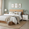 Farmhouse Nightstand Set of 2, Bedside Tables with 2 Drawers, Wood-Effect Top, White