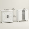 Farmhouse Pedestal Sink Storage Cabinet, Bathroom Under Sink Cabinet with 2 Barn Doors and Adjustable Shelf, White