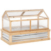 Raised Garden Flower Bed Kit with Greenhouse, Wooden Cold Frame Planter with Open Roofs, 48