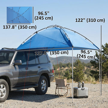 Car Awning Camping Tailgate Tent for SUV, 3000mm Waterproof Car Side Awning with Carry Bag, Light Blue