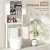 Over The Toilet Storage Cabinet with Adjustable Shelf, Open Shelf and Adjustable Bottom Bar, White