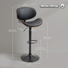 Bar Stools Set of 2, Modern PU Leather Adjustable Swivel Barstools with Curved Back, Footrest and Steel Base, Black