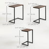 Nesting End Tables Set of 3, Industrial C-Shaped Snack Side Table with Steel Frame for Sofa Couch, Bed, Living Room, Rustic Brown