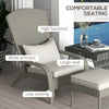 Wicker Adirondack Chair with Ottoman, Patio Cushioned Muskoka Chair, Outdoor Fire Pit Chair with High-back and Armrests, for Deck, Garden, Backyard, Grey/Cream White