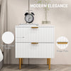 Bedside Table, Modern Nightstand with 2 Drawers, Side End Table with Metal Legs for Living Room, Bedroom