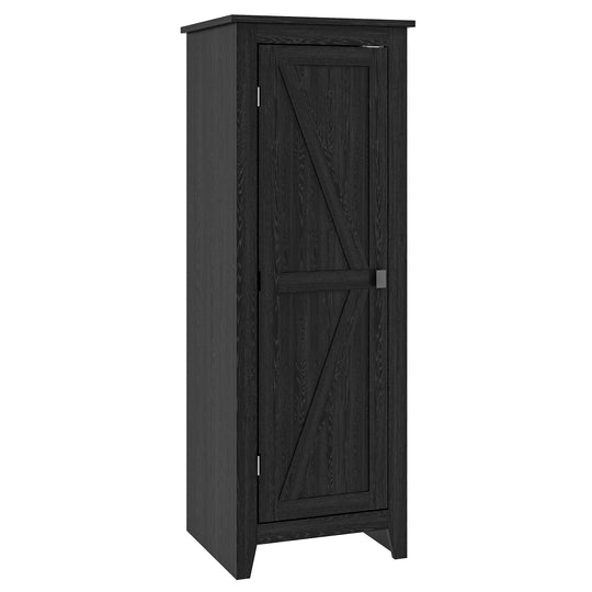 Armoire de rangement de garde-manger de cuisine style ferme de 48 po avec porte coulissante, meuble de cuisine avec étagères réglables, noir