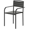 Stackable Patio Chairs Set of 4, Outdoor Dining Chairs with Slatted HDPE Seat, Armrests for Garden, Backyard, Black