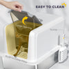 Stainless Steel Cat Litter Box w/ Removable Lid & Scoop, for Small to Large Cats, Easy to Clean, White