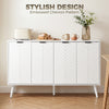 Modern Sideboard and Buffet, Dining Room Cabinet with Adjustable Shelves and 4 Doors, White