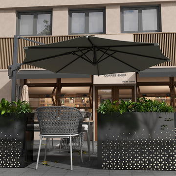 10' Offset Patio Umbrella Cantilever Umbrella with Aluminium Pole 360° Rotation and Tilt Adjustment, Grey