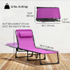 Outdoor Folding Lounge Chair, 4-Level Adjustable Chaise Lounge with Headrest, Tanning Chair Beach Bed, Reclining Lounger Cot for Camping, Hiking, Backyard, Purple