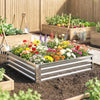 4' x 4' x 1' Galvanized Raised Garden Bed, Outdoor Metal Planter Box with Open Bottom, Square Raised Garden Box for Vegetables, Flowers, Herbs, Silver