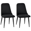 Modern Dining Chair Set of 2, Fabric Upholstered Side Chairs for Kitchen Living Room with Metal Legs, Black