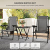 3 Pieces Patio Bistro Set, Outdoor Folding Table and Chairs Set, Metal Patio Furniture Set with Cup Holders