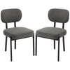 Upholstered Linen Fabric Kitchen Chairs, Modern Dining Chairs Set of 2 with Metal Legs, Grey