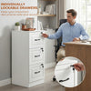 3 Drawer File Cabinet with Lock, Vertical Filing Cabinet with Adjustable Hanging Bars for A4 and Letter Size, White