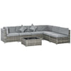 7 Pcs Garden Furniture Pe Rattan Wicker Sofa Sectional Grey