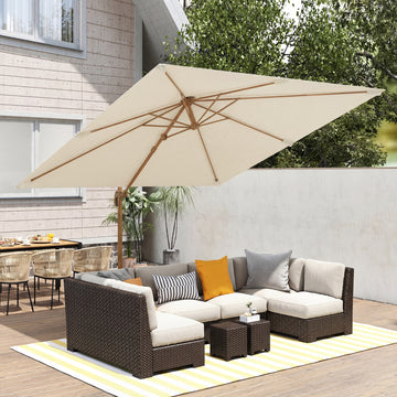 10 FT Patio Cantilever Umbrella, Outdoor Offset Umbrella with 360° Rotation, Outdoor Market Umbrella with Crank and Tilt