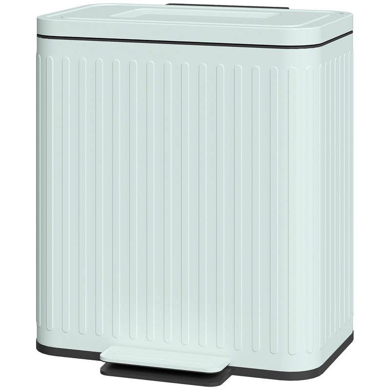 Trash Can, 2 x 5.3 Gallon (2 x 20 L) Garbage Can with Soft-Close Lid, Removable Inner Buckets for Kitchen Home Office